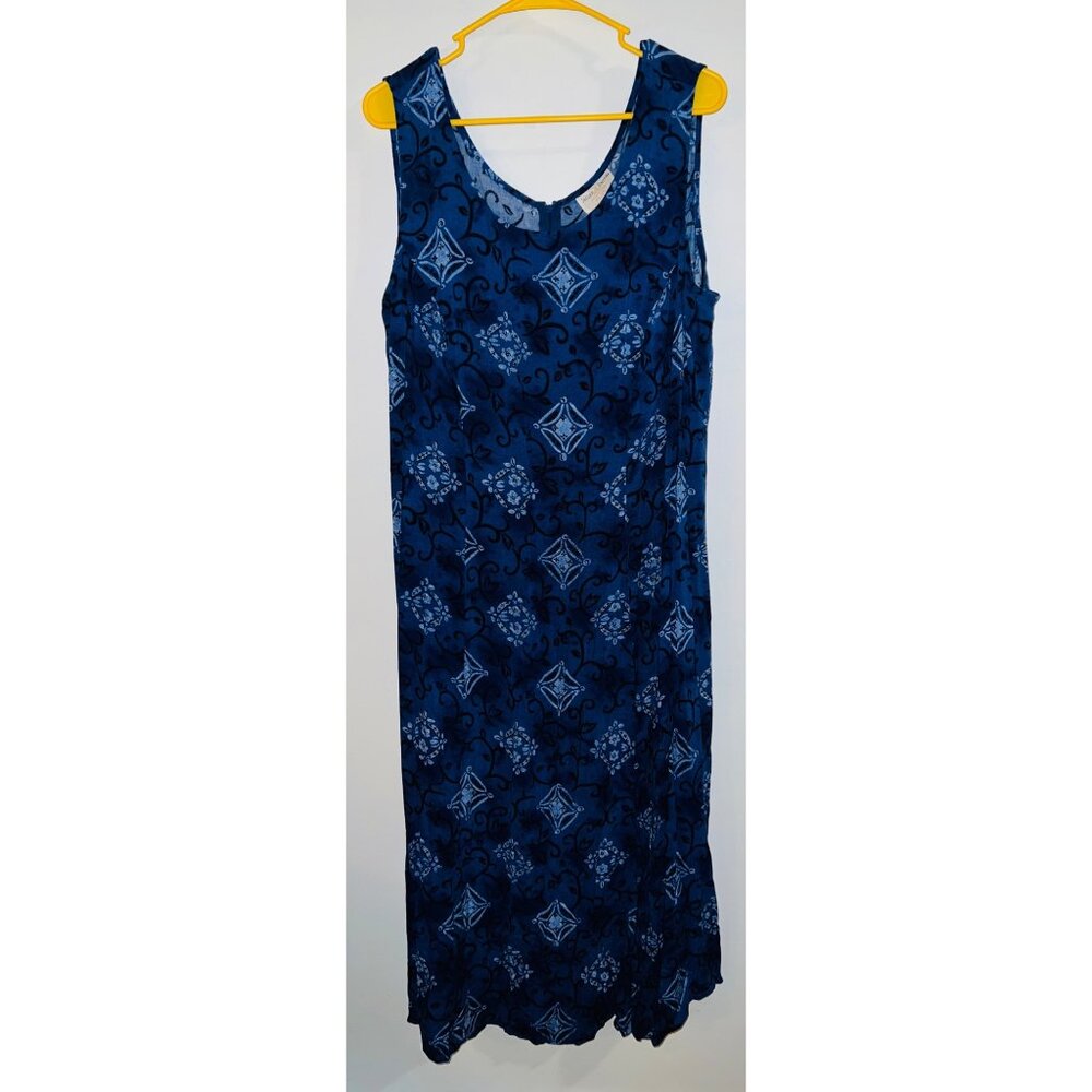 Sleeveless Jaclyn Smith Plus Size 22W Dress Blue & Black Floral Rayon